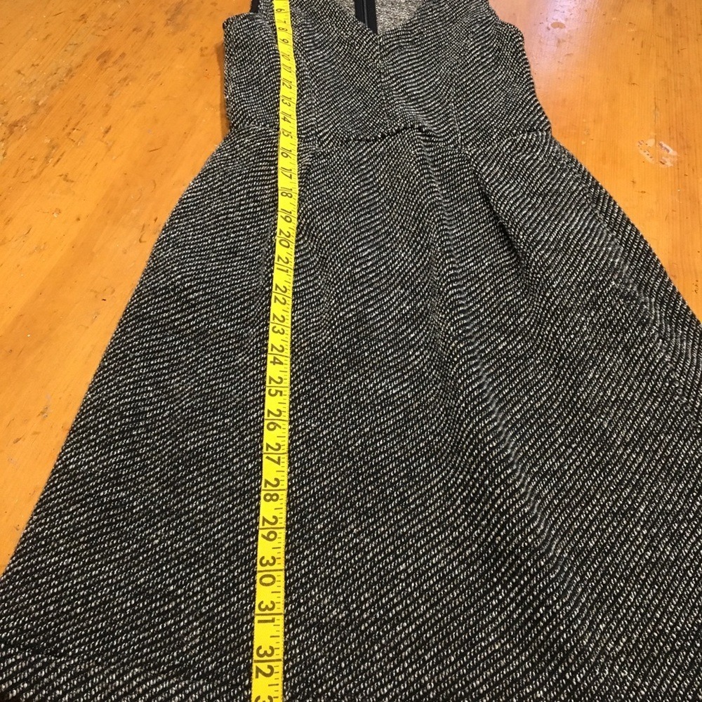 Madewell Black White Marled Knit V-Neck Fit Flare Dress Mod Retro Career XS - Picture 4 of 8